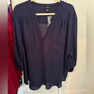 Torrid Deep Blue georgette Blouse with Pockets